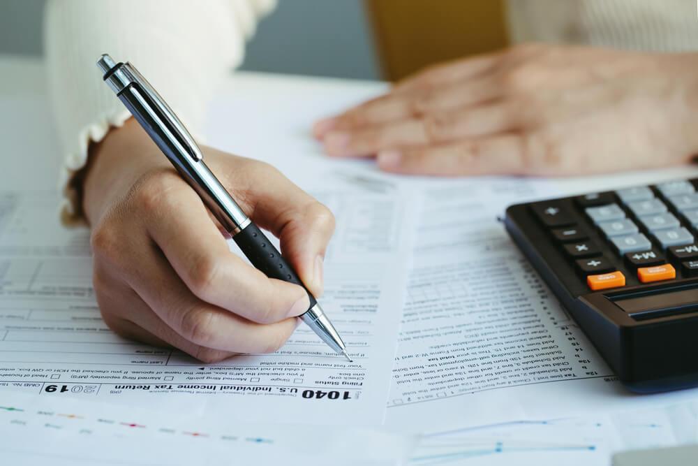 Women filling tax form